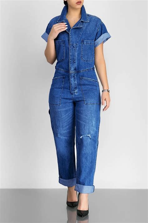 plus size denim jumpsuit women.